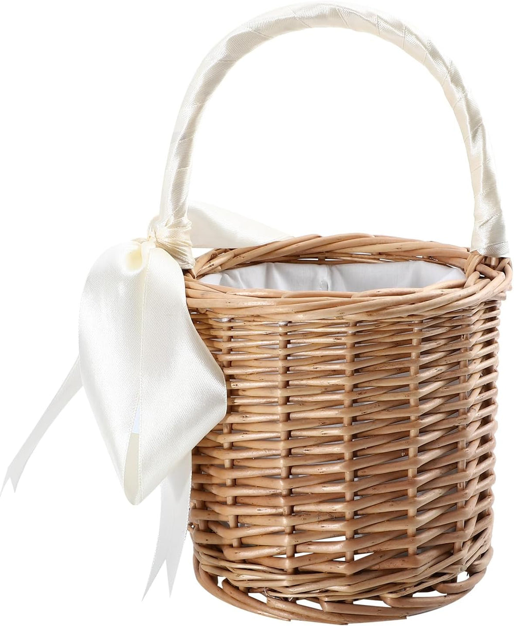 Angoily Handwoven Wicker Wine Basket with Liner Portable Picnic Basket Woven ...