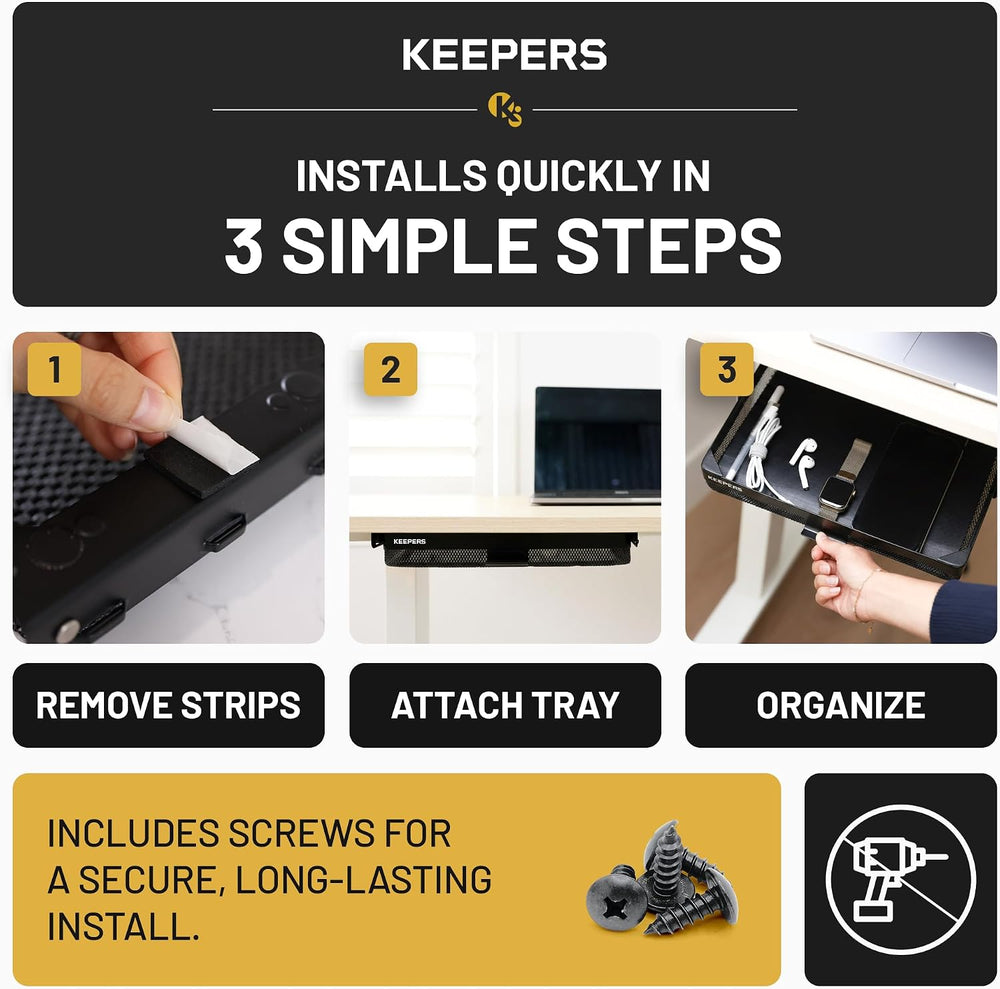 KEEPERS Anything Keeper — Compact 11x10in Under-Cabinet Slide-Out Drawer, Hid...