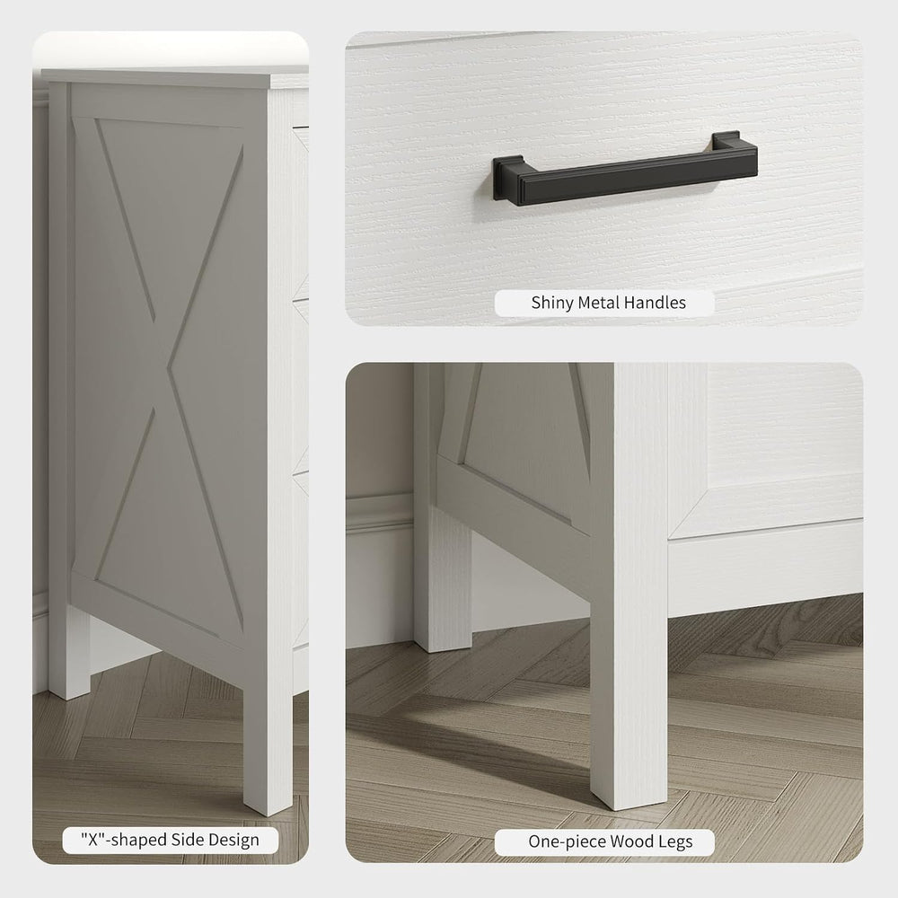 White Farmhouse 6 Drawers Dresser for Bedroom, 47 Inch