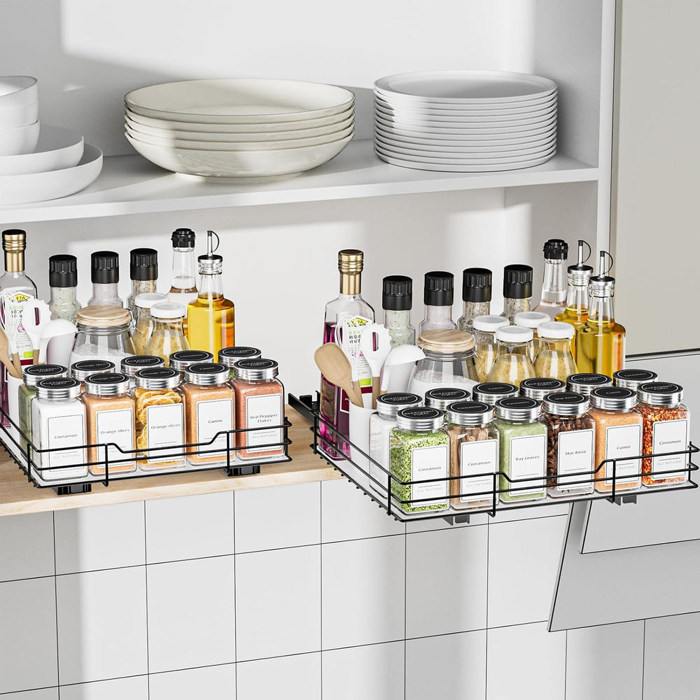 Spice Rack Organizer for Cabinet, 1 Tier Pull Out Spice Rack, Spice Organizer...