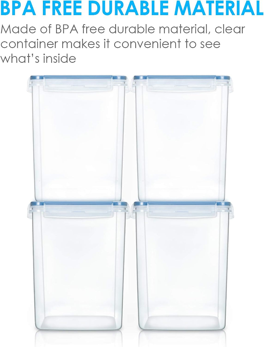 Vtopmart 5.2L Flour Sugar Storage Containers, 4 PCS, Blue
