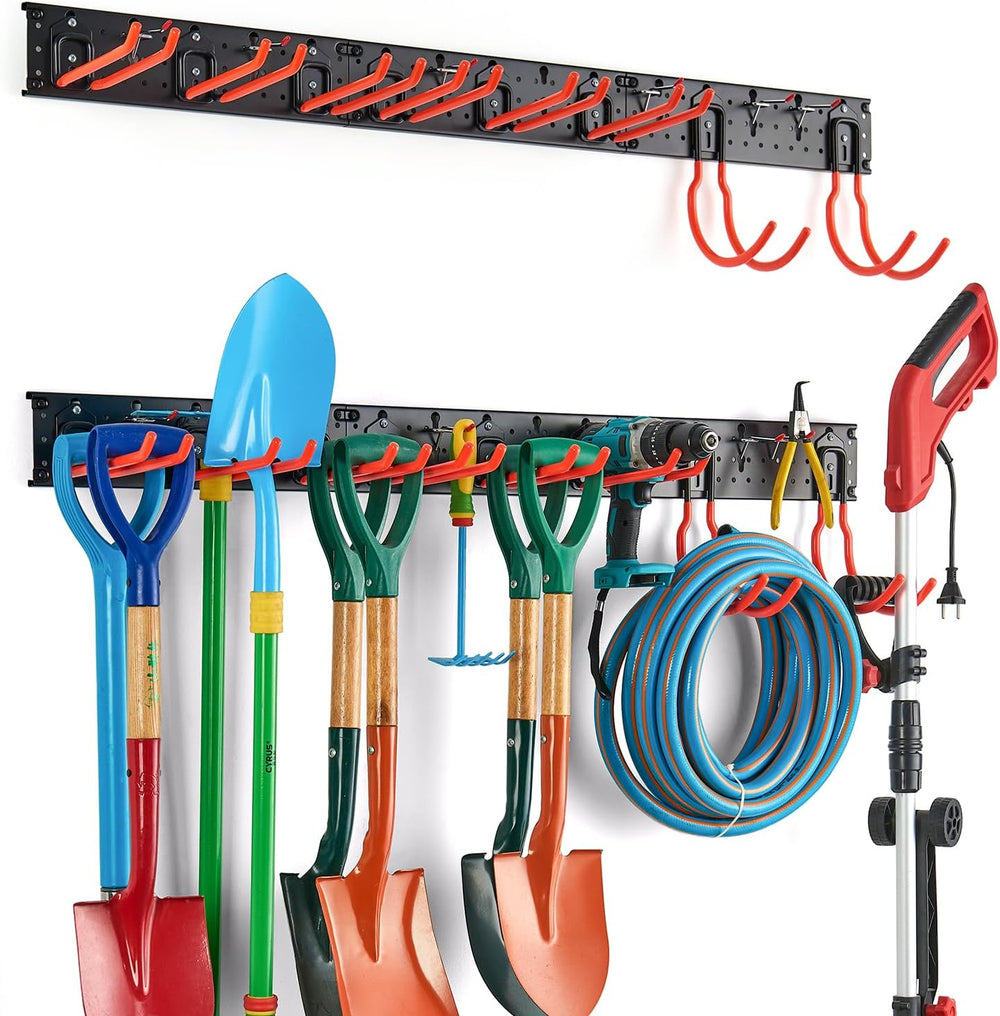 Multi-Storage Garage Hooks, Wall-Mounted Garden Tool Organizer