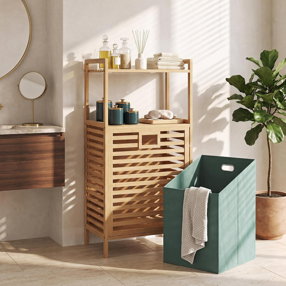 Giantex Bamboo Tilt-Out Laundry Hamper with Foldable & Removable Basket