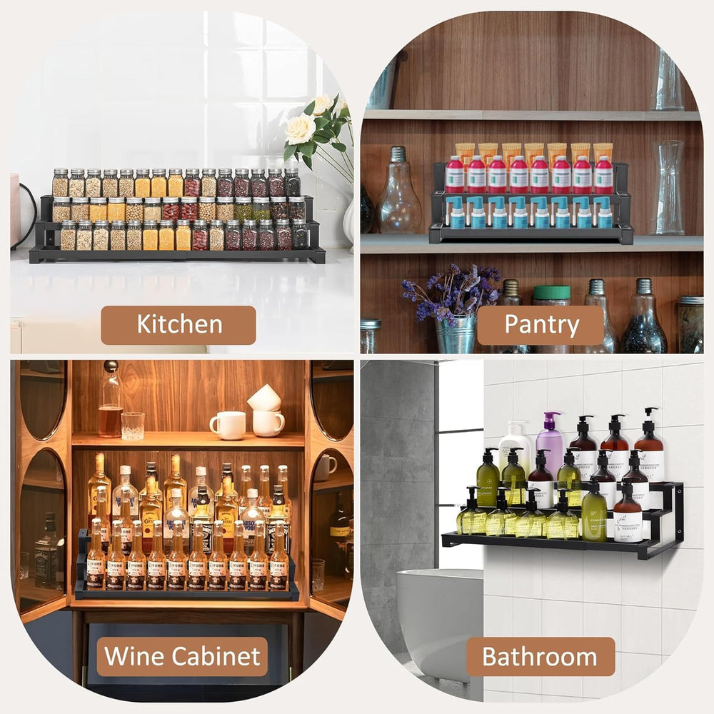 GOENDR Expandable Spice Rack Organizer for Cabinet, 3 Tier Metal Spice Organi...
