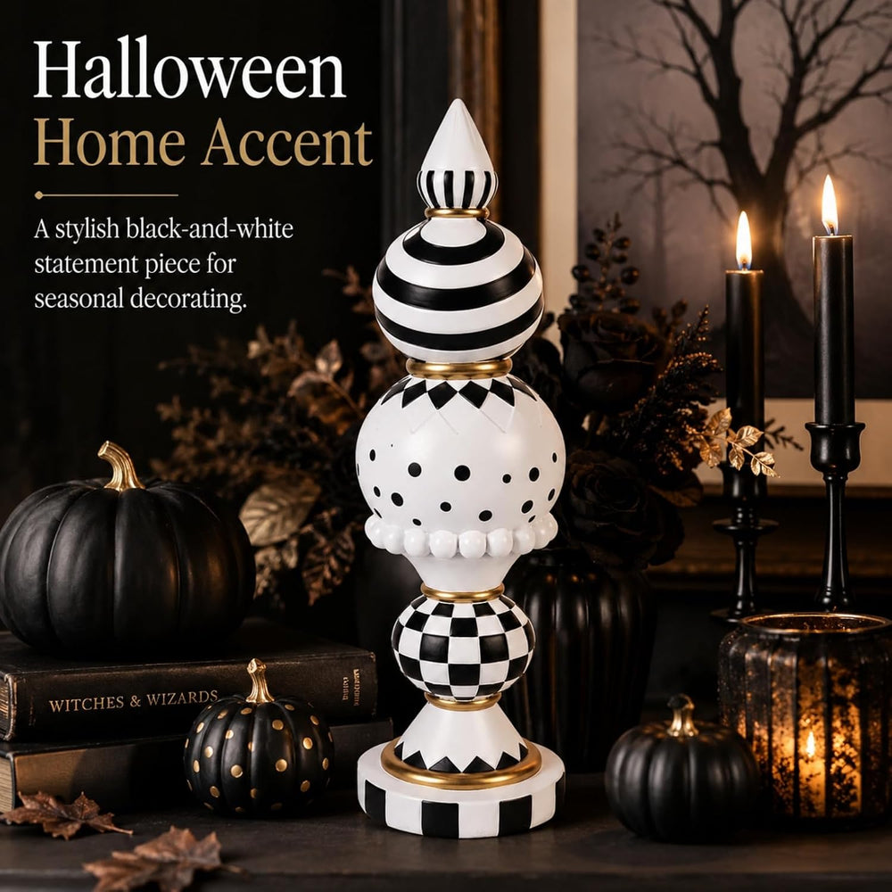 Black and White Checkered Fall Halloween Table Mantle Home Decor