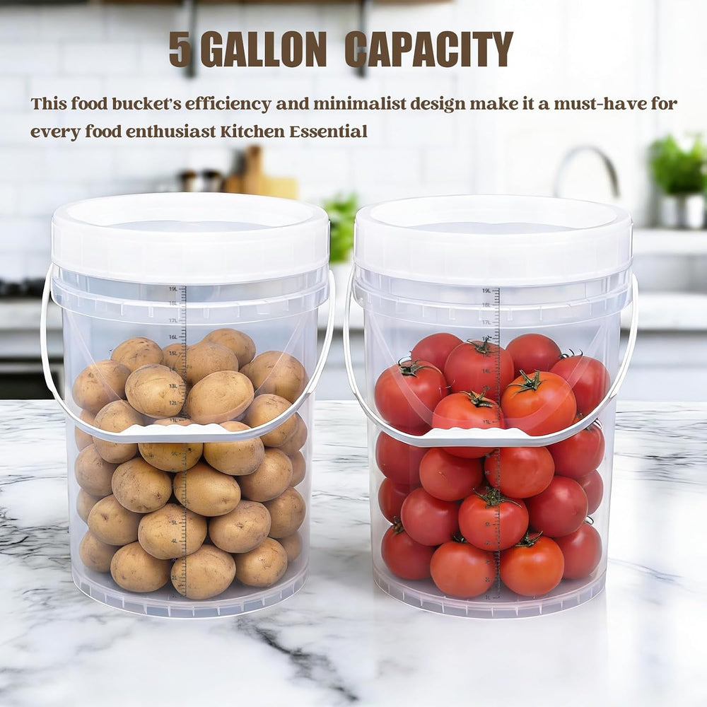 5 Gallon Bucket with Lid & 2.6 Gal Plastic Food Storage Containers, 5 Pac...