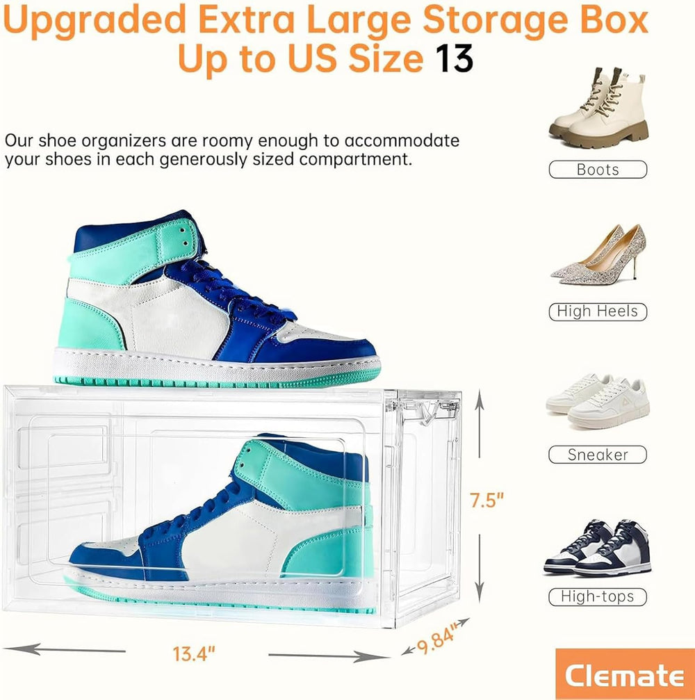 Clemate Upgraded X-Large Shoe Organizer,Shoe Storage Organizer,12 Pack,Shoe B...