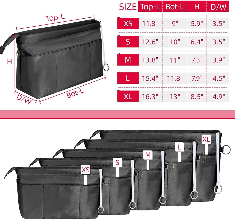HyFanStr Purse Organizer Insert with Zipped Top for Tote Bag, Handbag Shaper ...