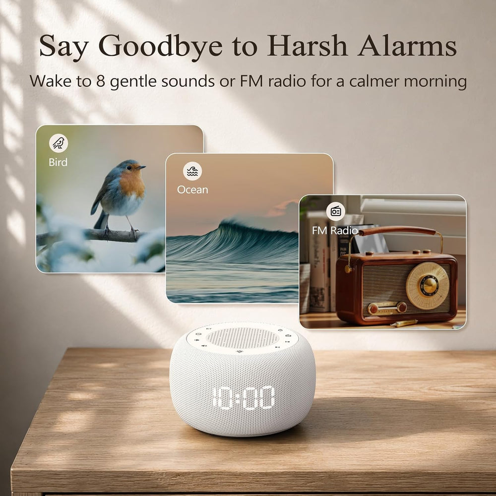BUFFBEE Alarm Clock Radio with Rechargeable Battery & Bluetooth Speaker
