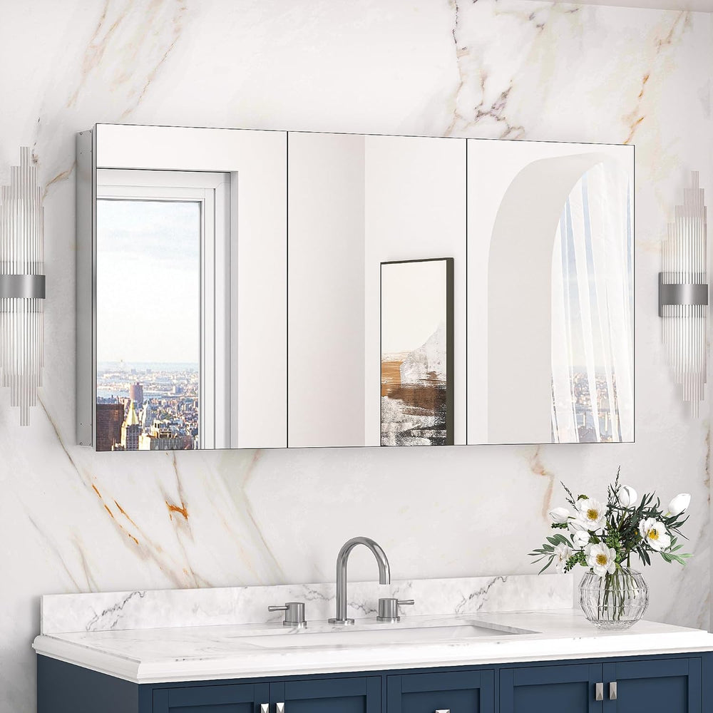 Keonjinn 48 x 26 Inch Bathroom Medicine Cabinets Mirror, Adjustable Shelves
