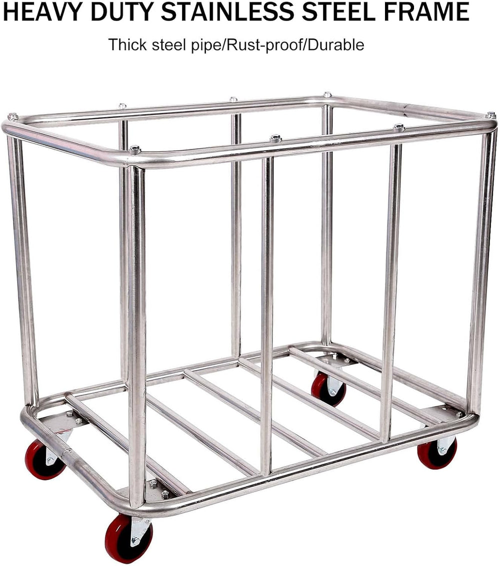 12 Bushels Laundry Cart Commercial/Home,Heavy Duty Large Stainless Steel Roll...