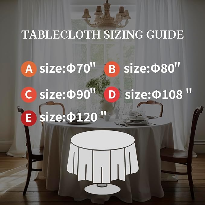EVERLY 100% Pure Linen Round Tablecloths 90Inch Round Machine Washable Tablec...