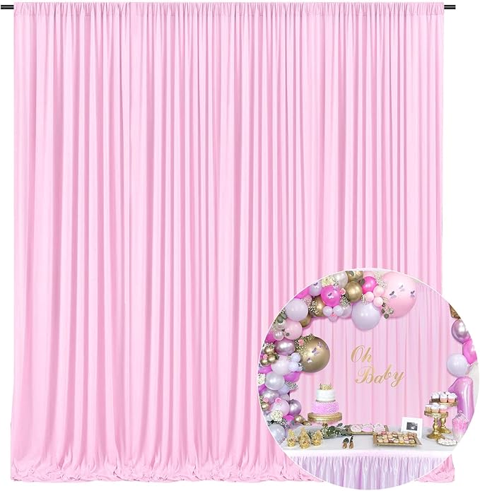10 x 10 Feet Light Pink Backdrop Curtain for Partie, Background Curtains for ...
