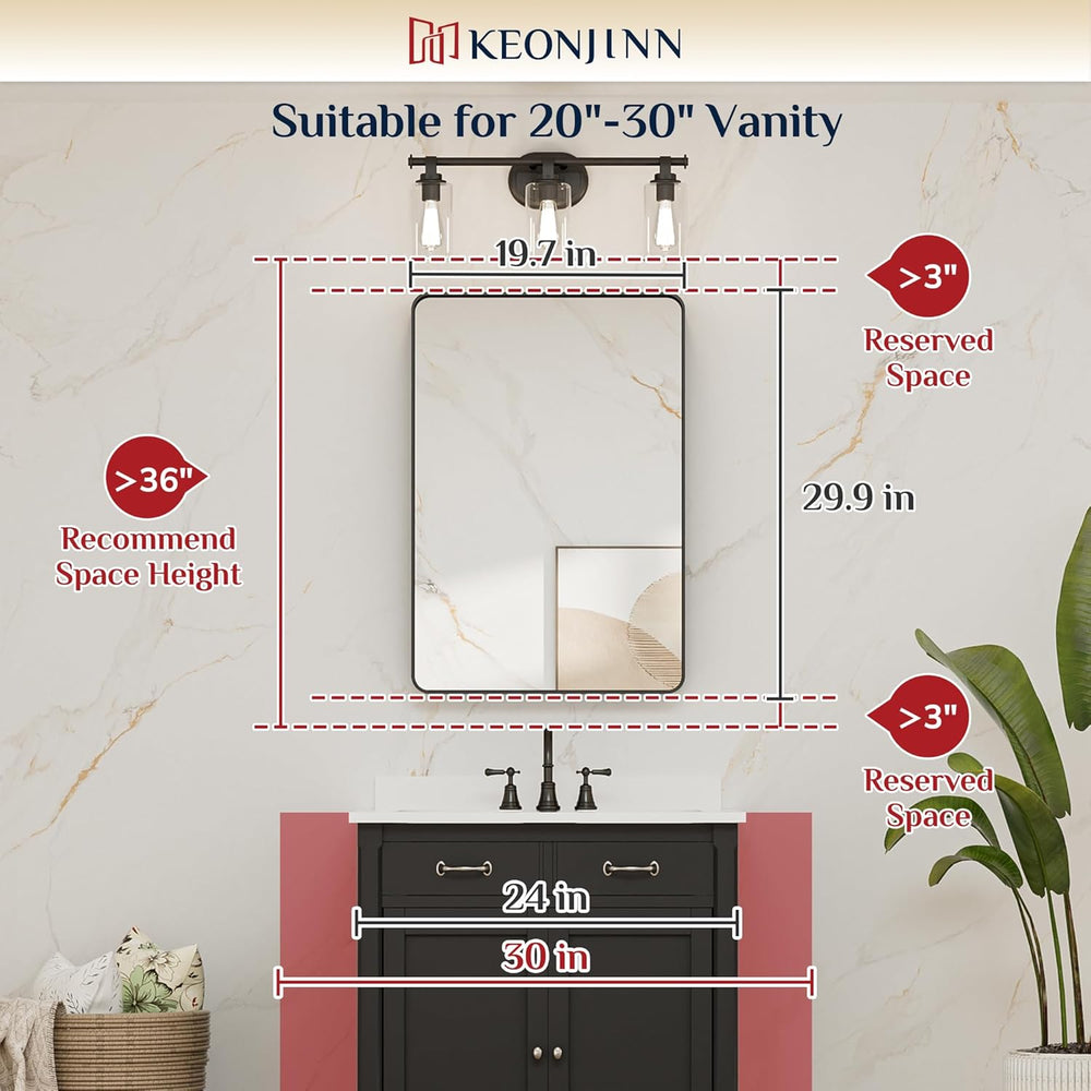Keonjinn 20 x 30 Inch Brushed Nickel Bathroom Mirrors for over Sink