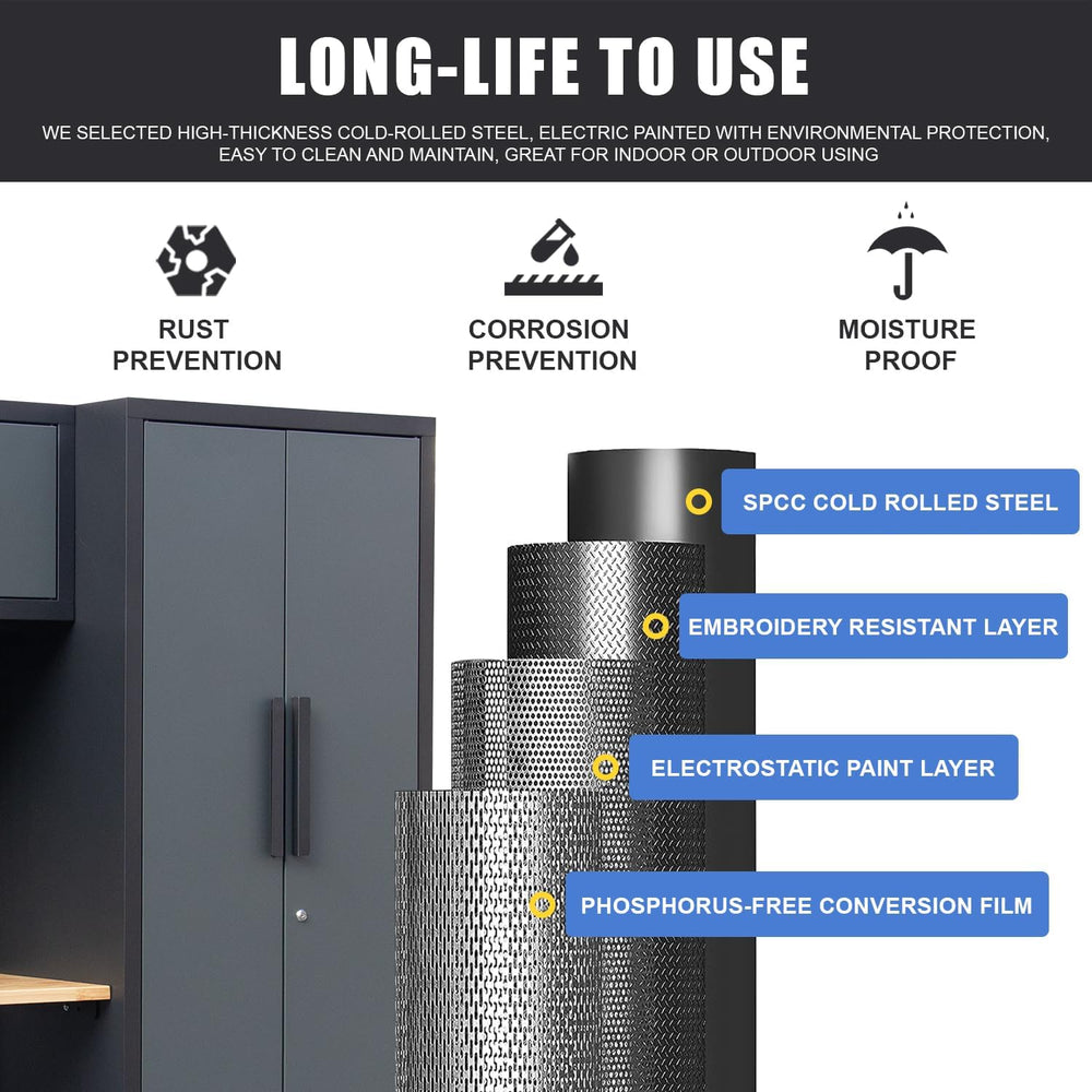 15PCS Corner Garage Storage Cabinet System
