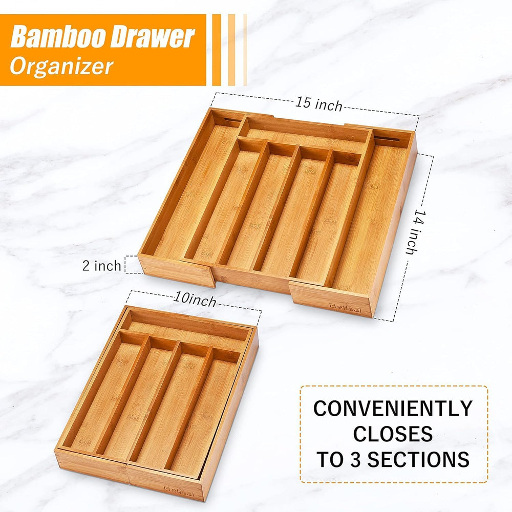 Kitchen Silverware Drawer Organizer and Storage Flatware Cutlery Utensil Hold...