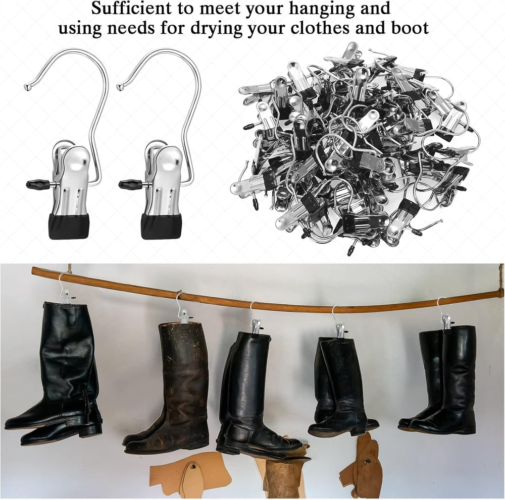 Yinder 150 Pcs Boot Hanger Clips Laundry Hooks Stainless Steel Hooks,Black
