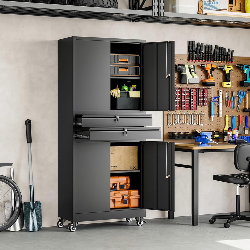 Yizosh Metal Garage Storage Cabinet with Locking Doors and Adjustable Shelves...