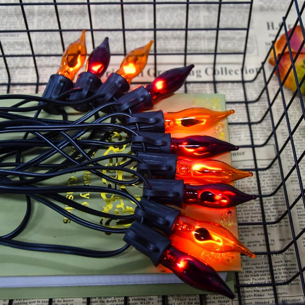 27.8Ft Orange and Purple Halloween Lights Flame String Lights, Spooky Flicker...