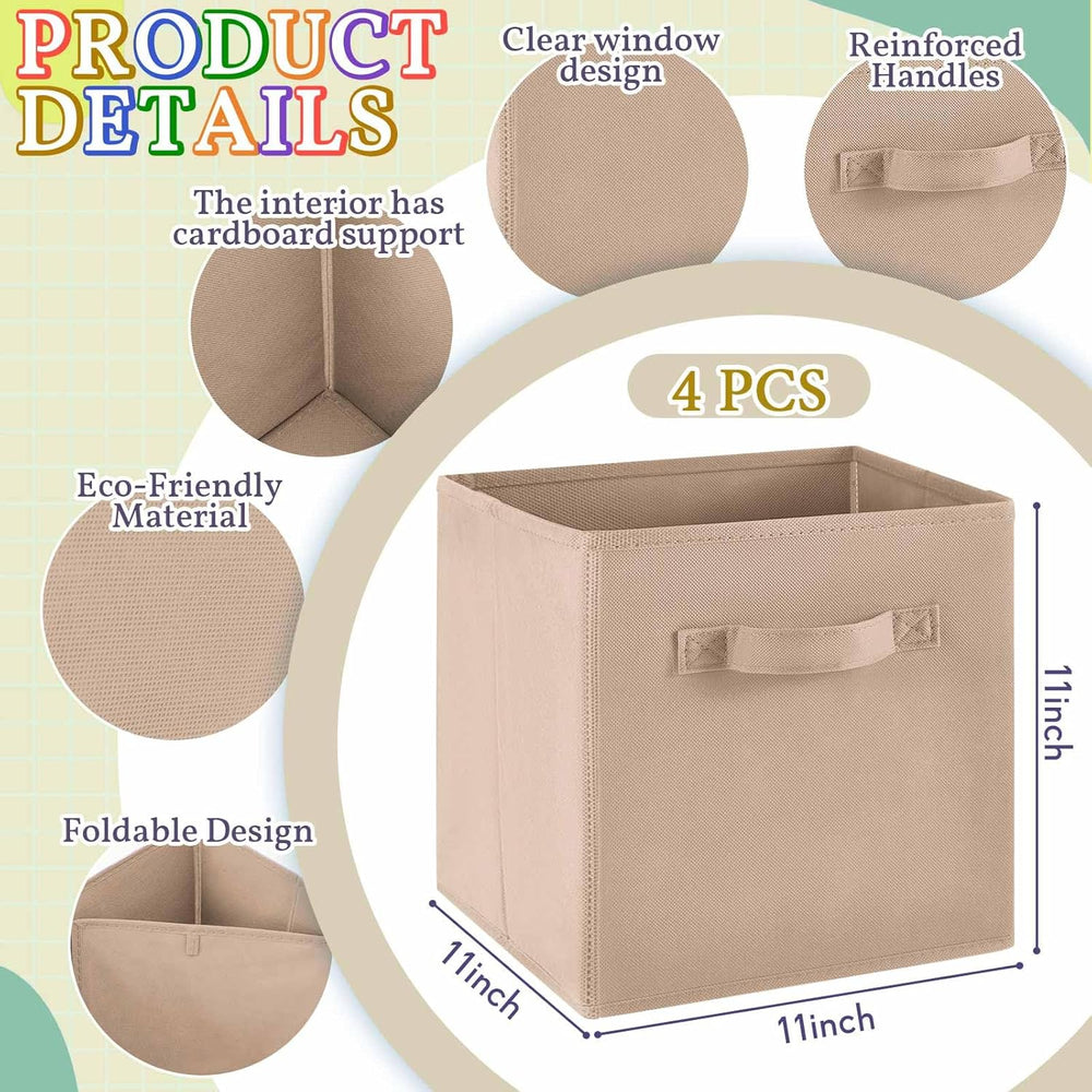 Yinder 12 Pcs Cube Storage Bin, Brown 10.5''x10.5''x11'