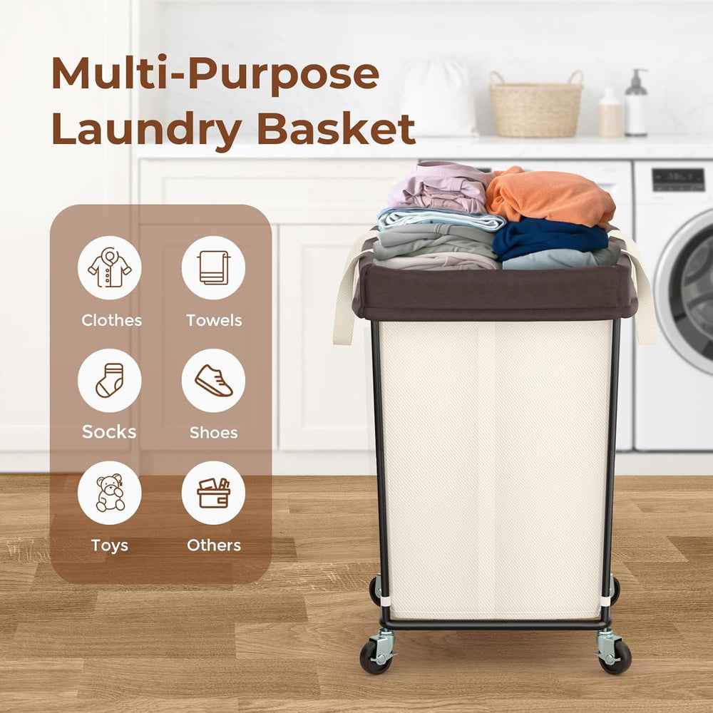 160L Rolling Laundry Basket with Wheels, Rolling Laundry Hamper with Wheels