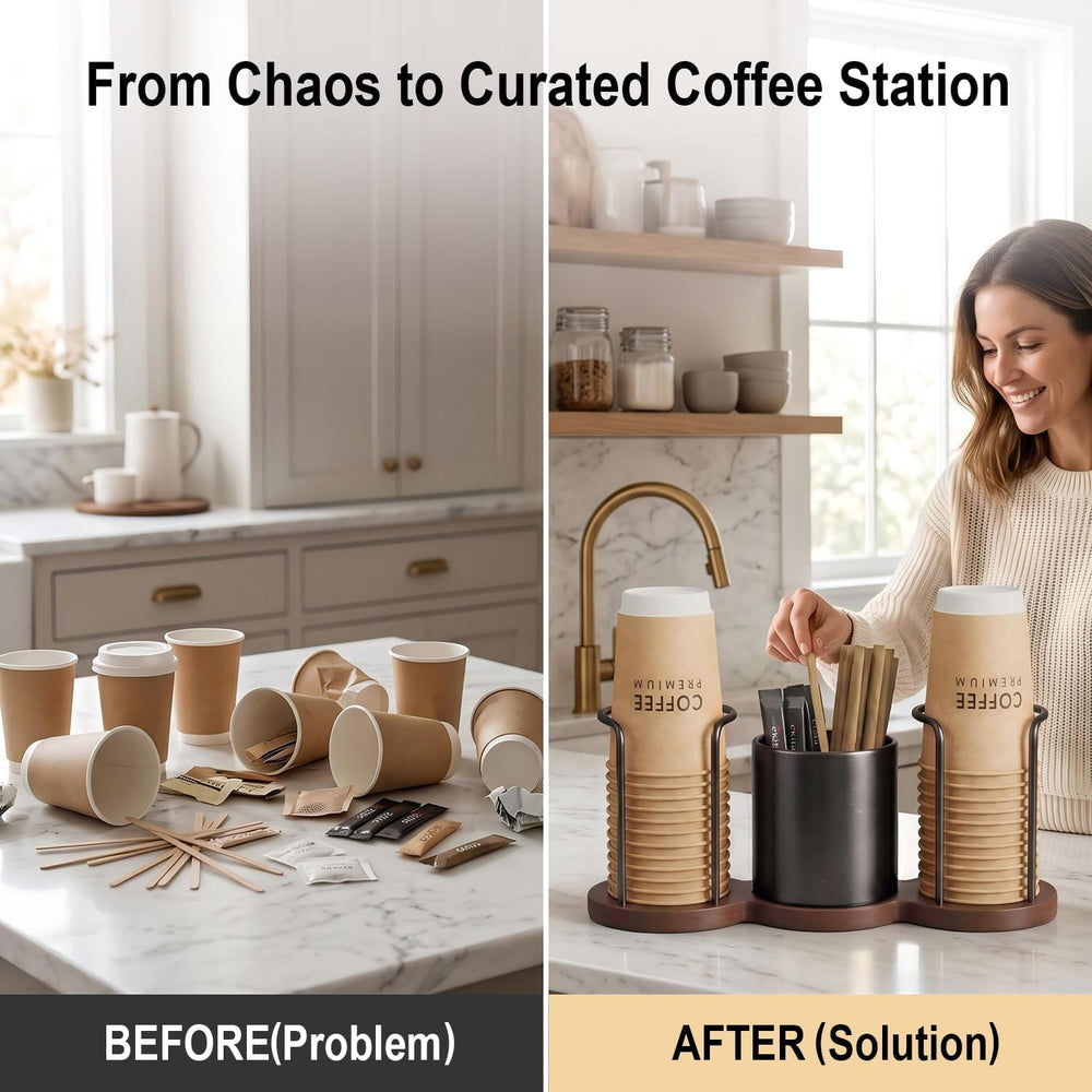GOYLSER Coffee Bar Organizer with Straw & Stirrer Storage Caddy for Cups ...