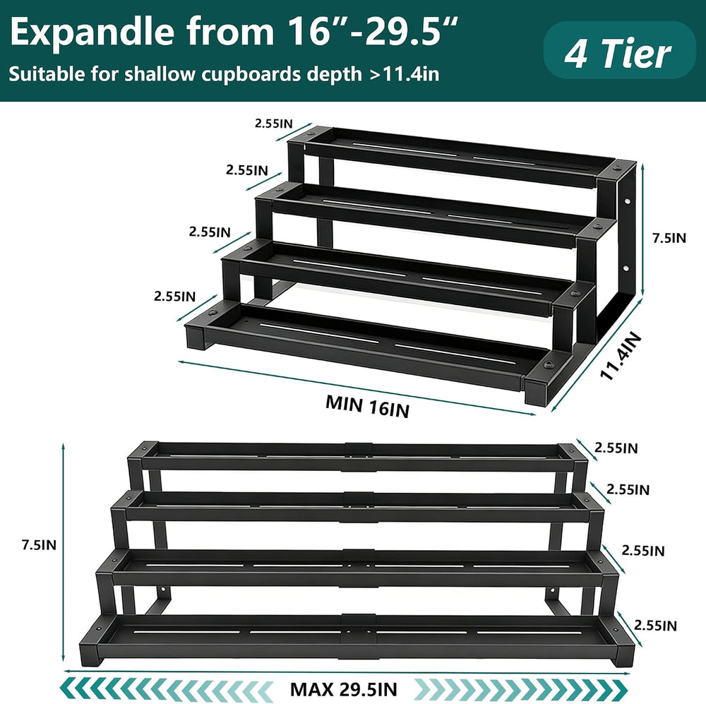 Expandable Spice Rack 4 -Tier Spicy Shelf for Countertop & Cabinet