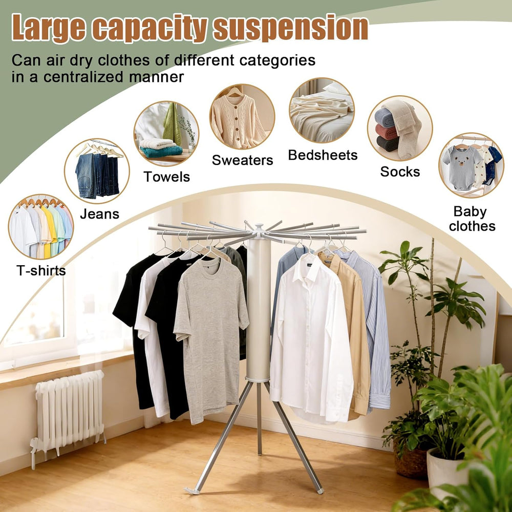 Clothes Drying Rack Tripod, Large Capacity Portable Laundry Drying Rack, Spac...
