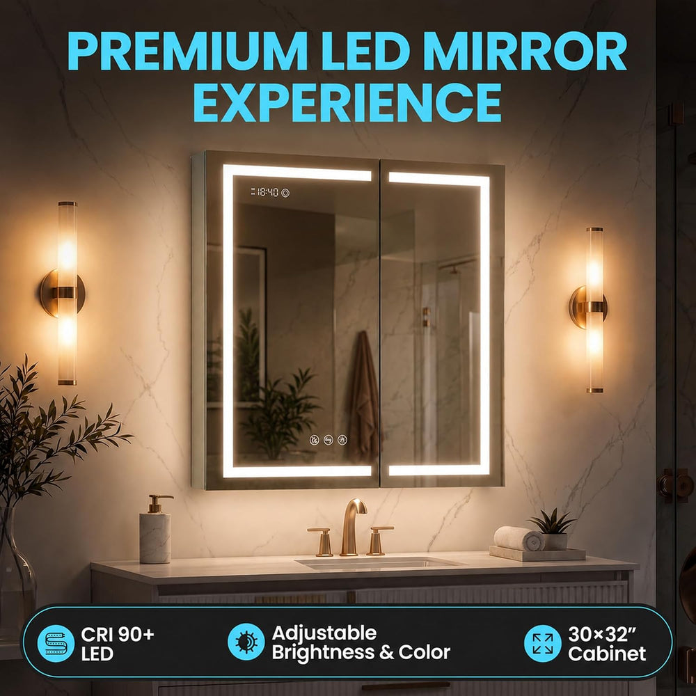 BLOSSOM Recessed or Surface LED Mirror Medicine Cabinet with Lights, LED Medi...