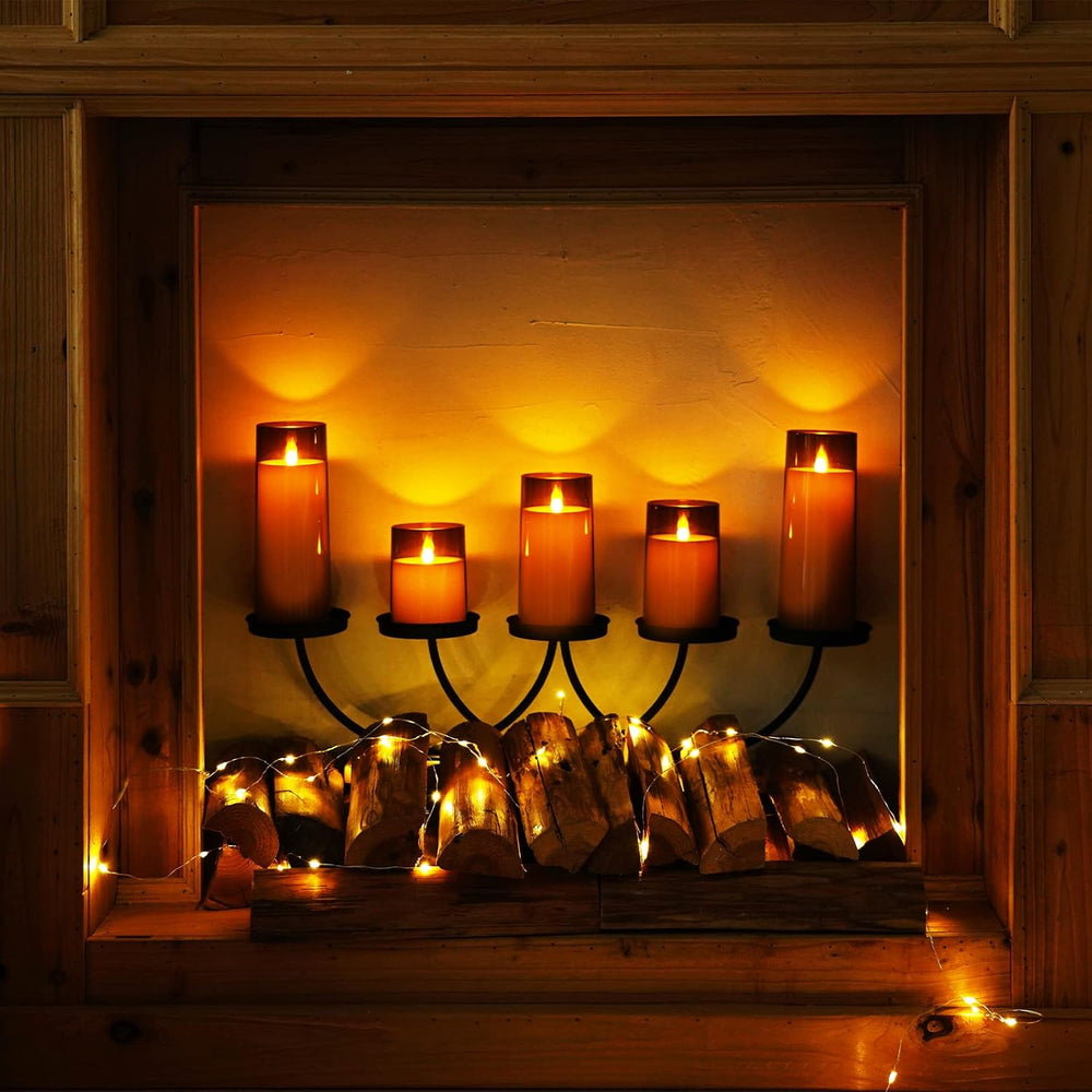 Homemory Gray Flickering Flameless Candles, Battery Operated Acrylic LED Pill...