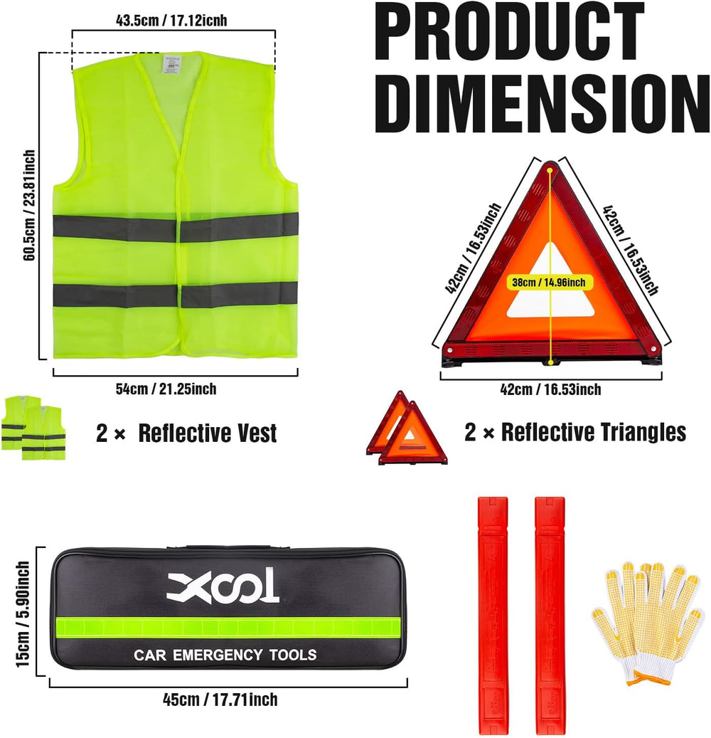 XOOL Emergency Warning Triangle Kit – Roadside Safety Kit with Reflective War...