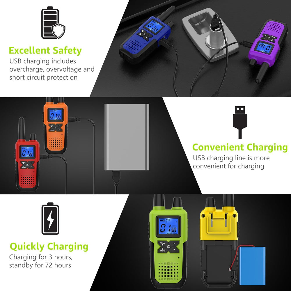 Topsung Walkie Talkies Long Range FRS IVOX NOAA 1800mAh Li-Po Rechargeable