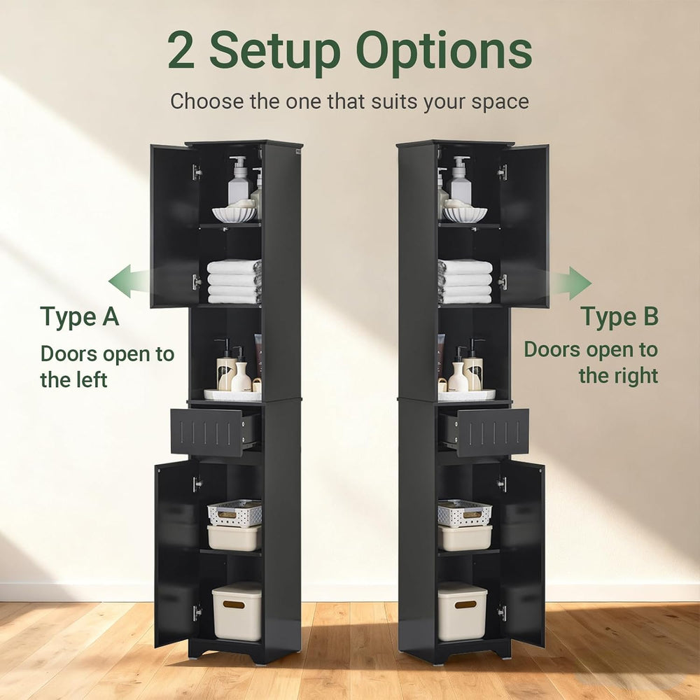 SoBuy Bathroom Storage Cabinet Adjustable Shelves, Tall Narrow, Black