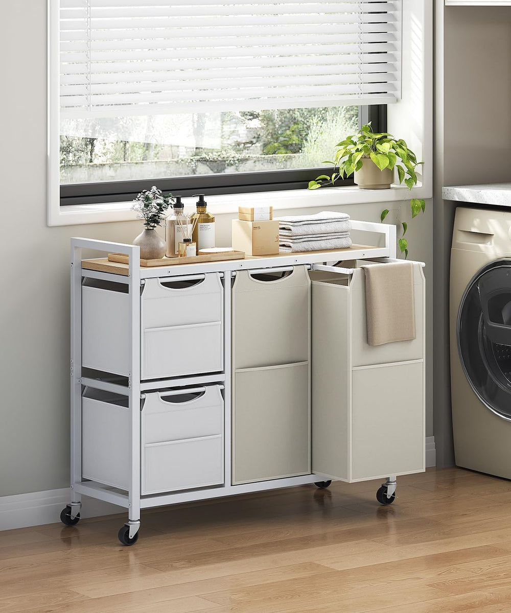 HOOBRO Laundry Sorter with 4 Section, 34 Gal. (127 L) Laundry Hamper with Whe...