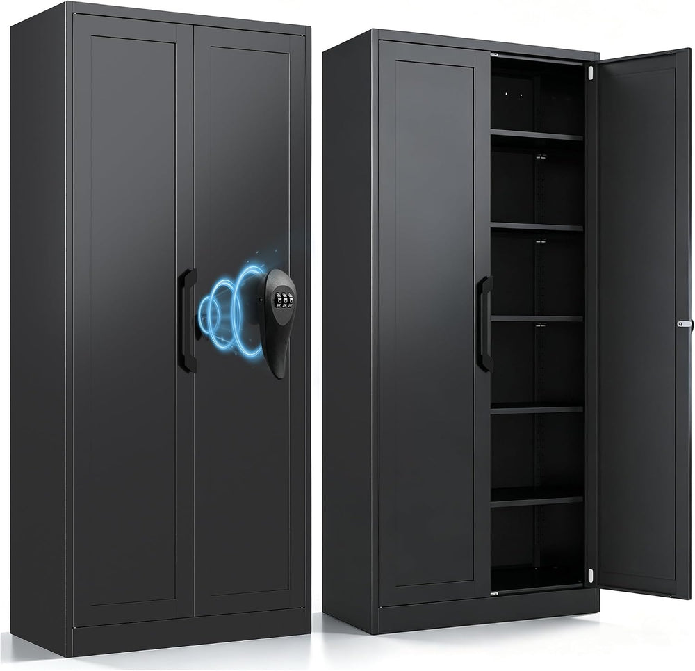 KAER 71" Metal Garage Storage Cabinet with Combination Lock, 5 Adjustabl...