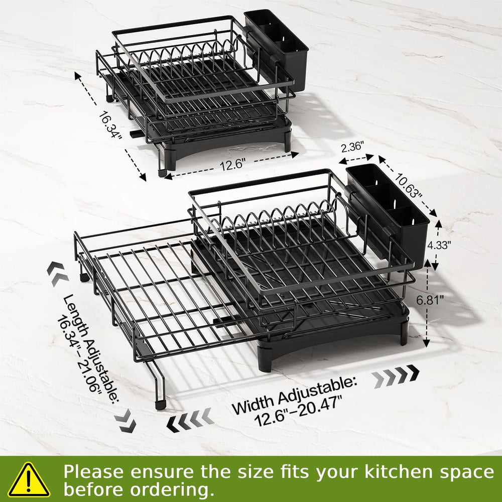 Expandable Dish Drying Rack, Stainless Steel Over Sink Dish Drainer for Kitch...