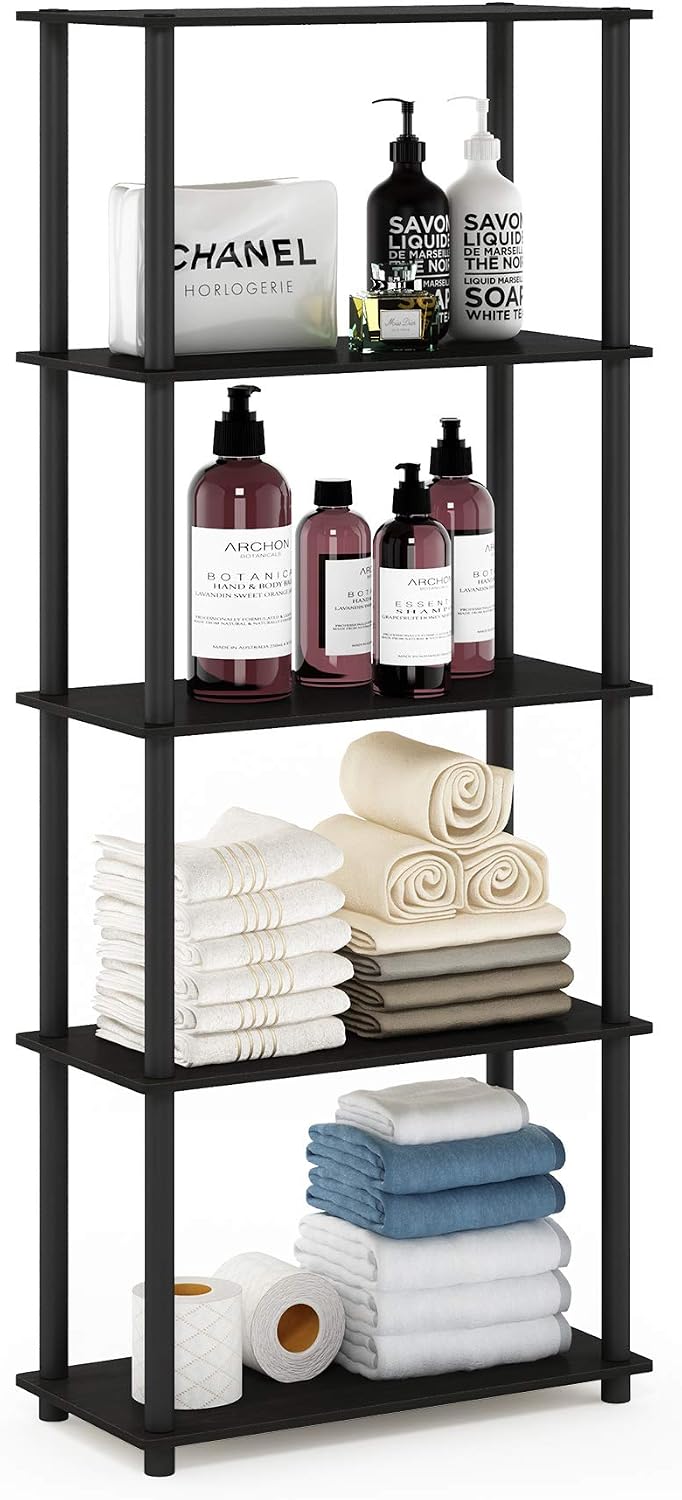 Furinno TURN-N-TUBE Storage Shelves, 5-Tier Book Shelf, Corner Shelf, Toolles...