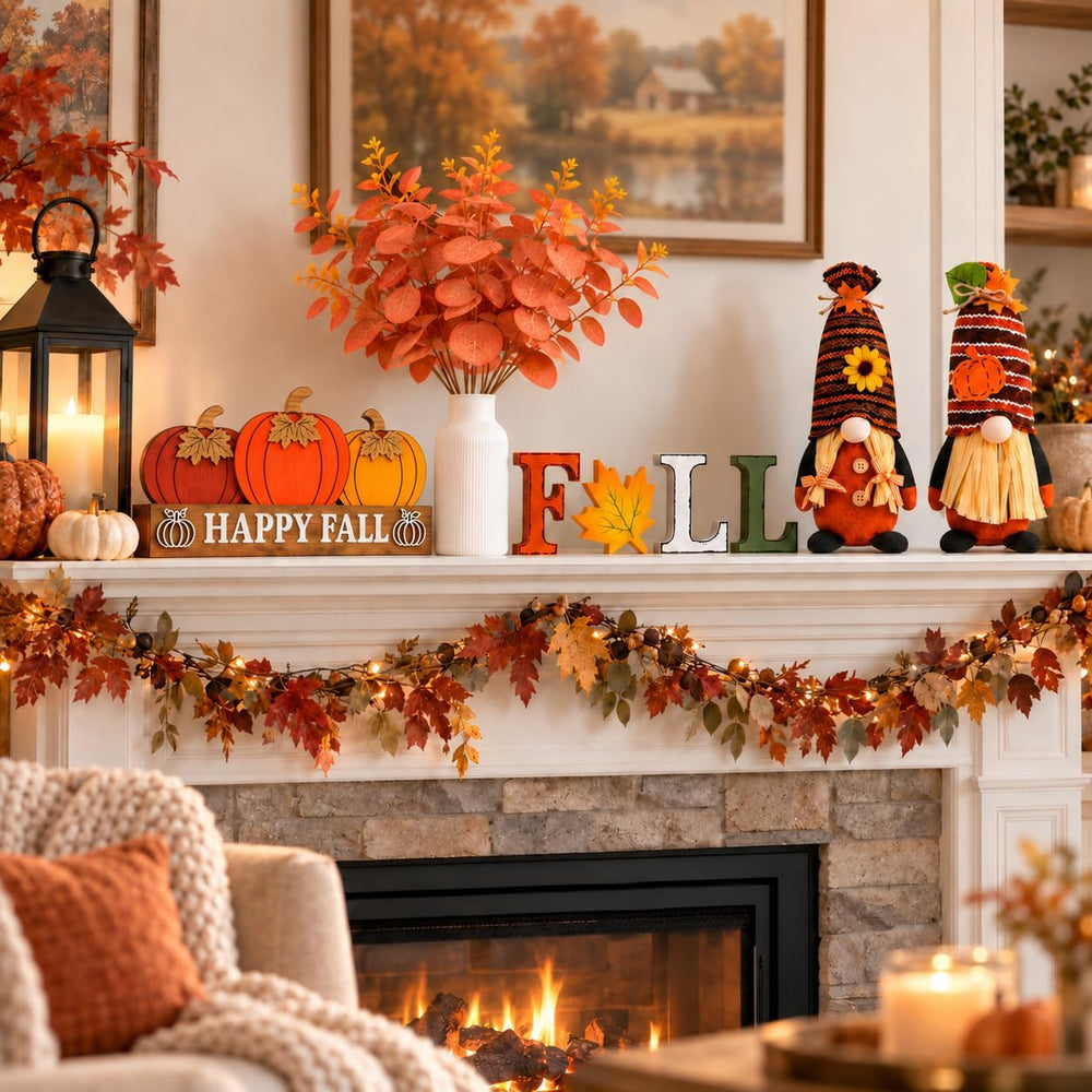 4 Pcs Fall Halloween Decorations for Home Mantel Table Centerpieces