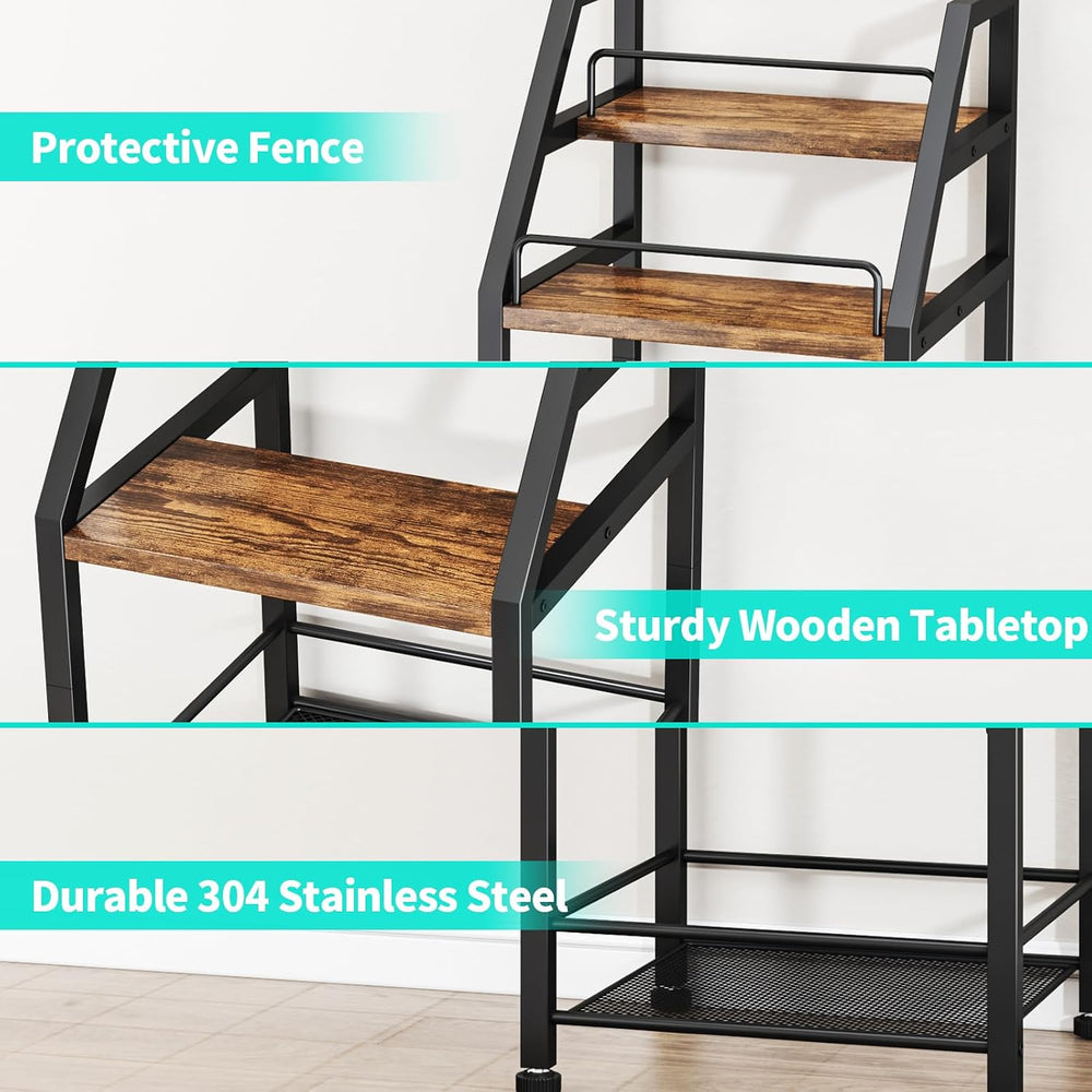 HapiRm Wine Rack Freestanding Floor - 4-Tier Stepped Liquor Cabinet Bar Stand...