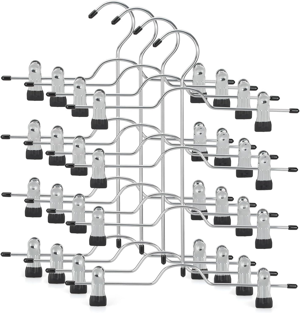 TOPIA HANGER 4 Tier Metal Skirt Hangers with Clips 80% Space Saving 4 Pack