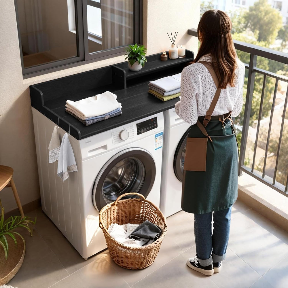 Washer Dryer Countertop with Shelf, HDPE 2-Tier Laundry Topper