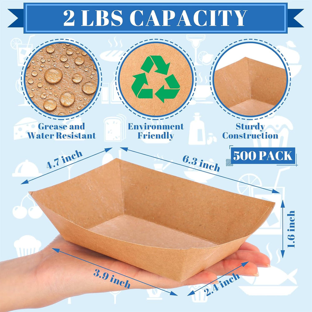 1000 Pcs Food Boats & Greaseproof Liners, Blue and White, Checkered