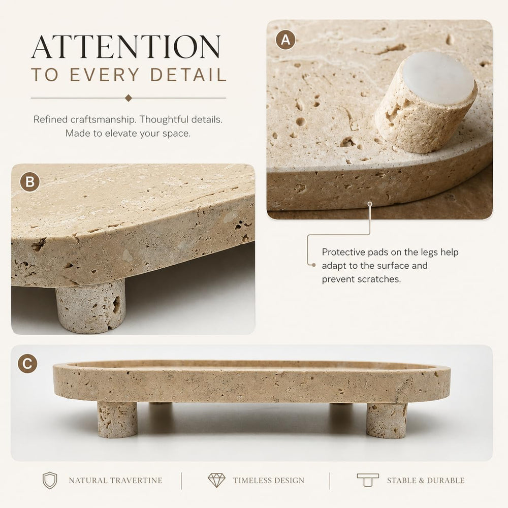 Natural Travertine Tray, Decorative Trays for Bathroom Counter, 11.81 x 5.91 ...