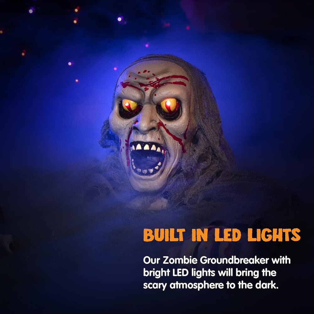 JOYIN Halloween Decorations Outdoor Light-Up Zombie Groundbreaker with bloods...