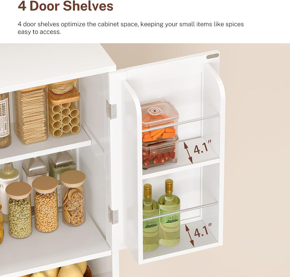 Kitchen Pantry Cabinet with 4 Door Shelves, Tall Storage Cabinet