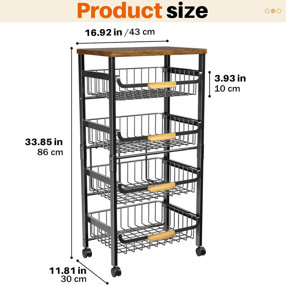 Storico 5-Tier Rolling Utility Cart Kitchen Storage Cart