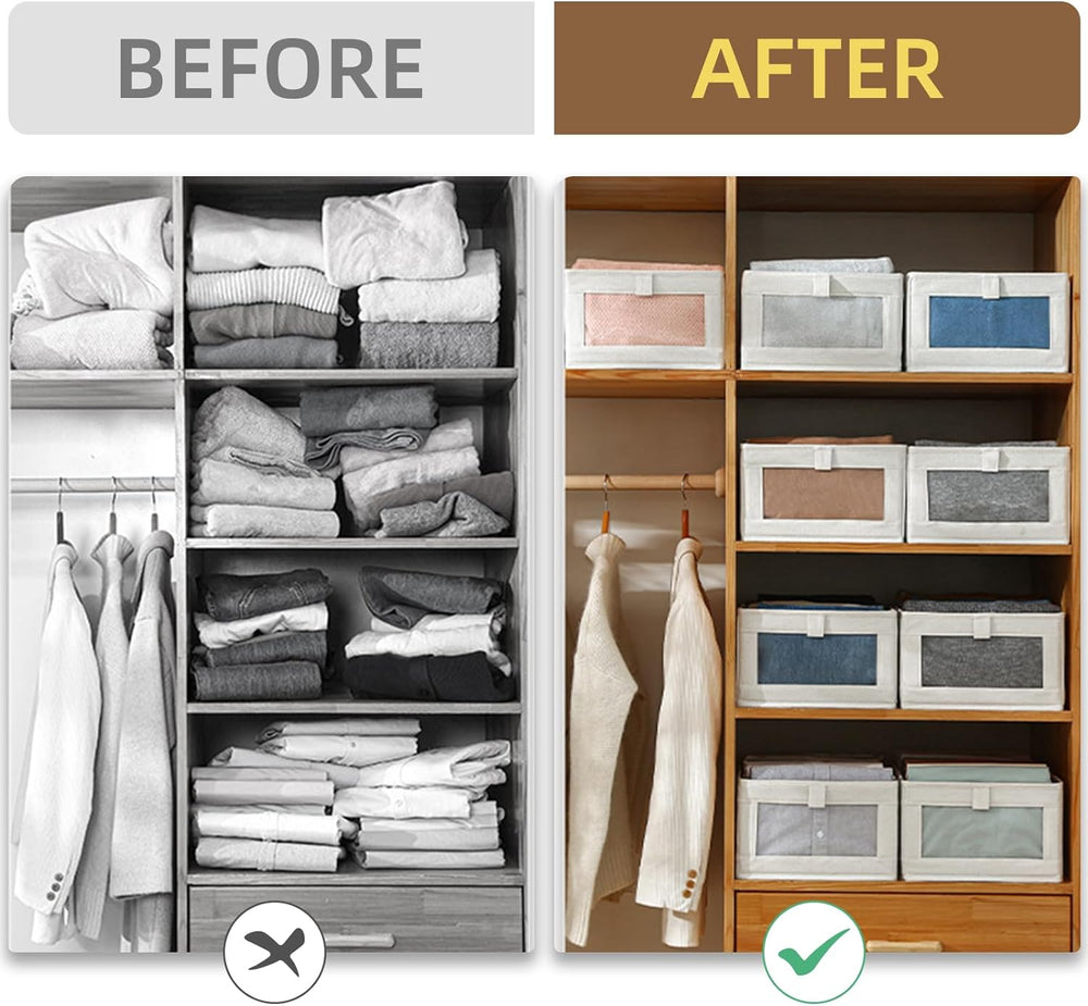 Linen Closet Organizers And Storage, 6 Pack Closet Storage Bins Linen Closet ...