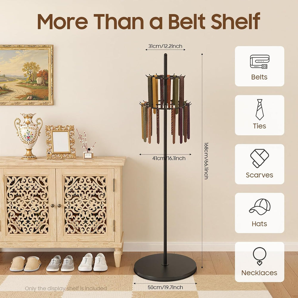 Floor Standing Belt Display Rack, 66in Height Display Stands for Belts
