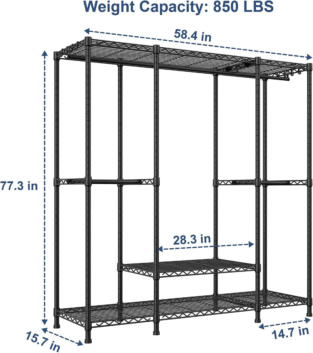 Ulif E3 Heavy Duty Garment Rack 4-Tier Freestanding Closet Organizer System