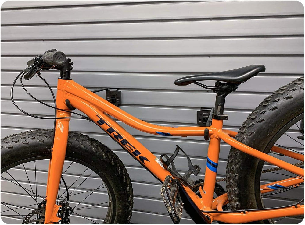 Horizontal Bike Hooks with Locking Brackets for Bike Storage on Garage Slatwa...